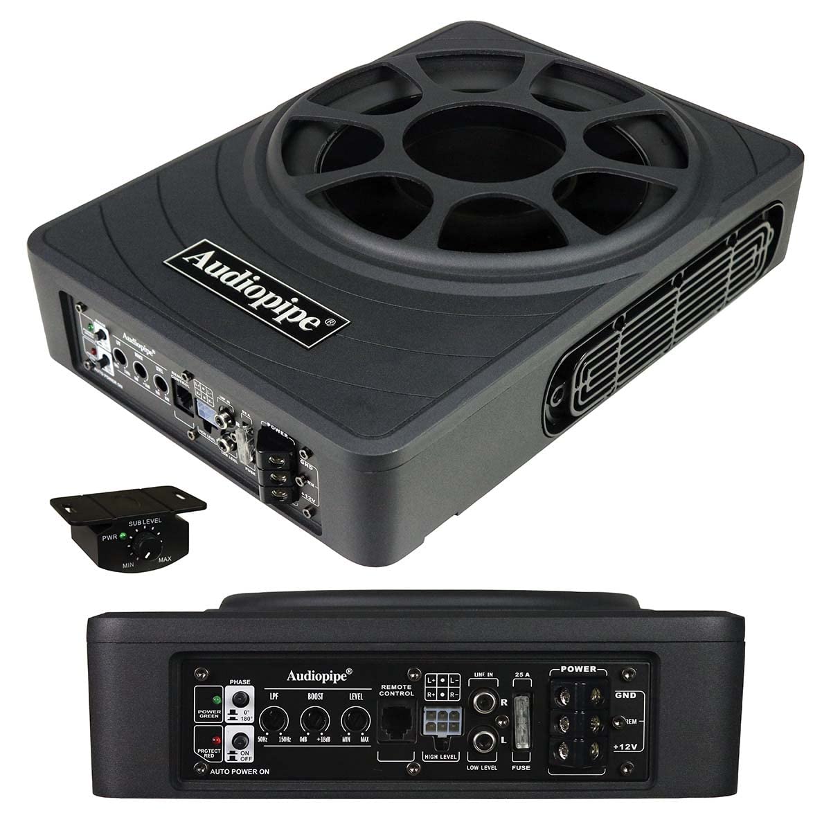 Audiopipe APLP1030 10" Low Profile Amplfied Subwoofer 500 Watts Max/250 Watts RMS  2 Ohm Mono