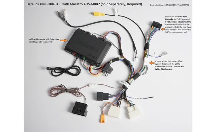 iDatalink HRN-HRR-TO3 Connect a new iDatalink-ready car stereo and retain steering wheel controls and factory amp in select Toyota vehicles ( ADS-MRR or ADS-MRR2 module also required )