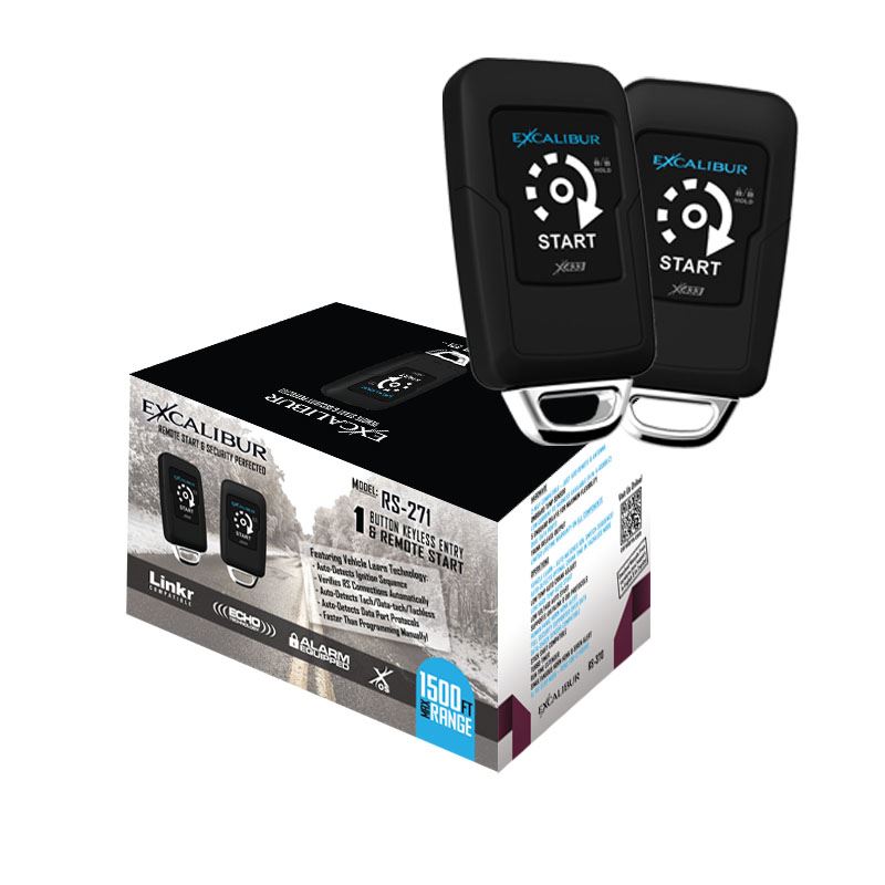 Excalibur RS-271 - 1,500 feet 1-Button Remote Start Keyless Entry System. 1-Button 1-Way