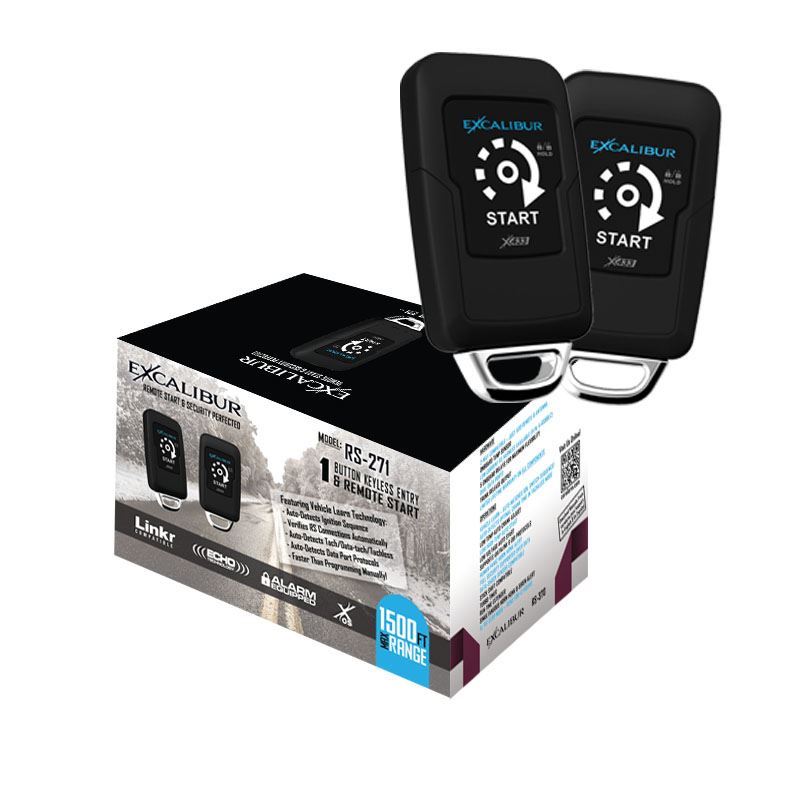 Excalibur RS-271 - 1,500 feet 1-Button Remote Start Keyless Entry System. 1-Button 1-Way