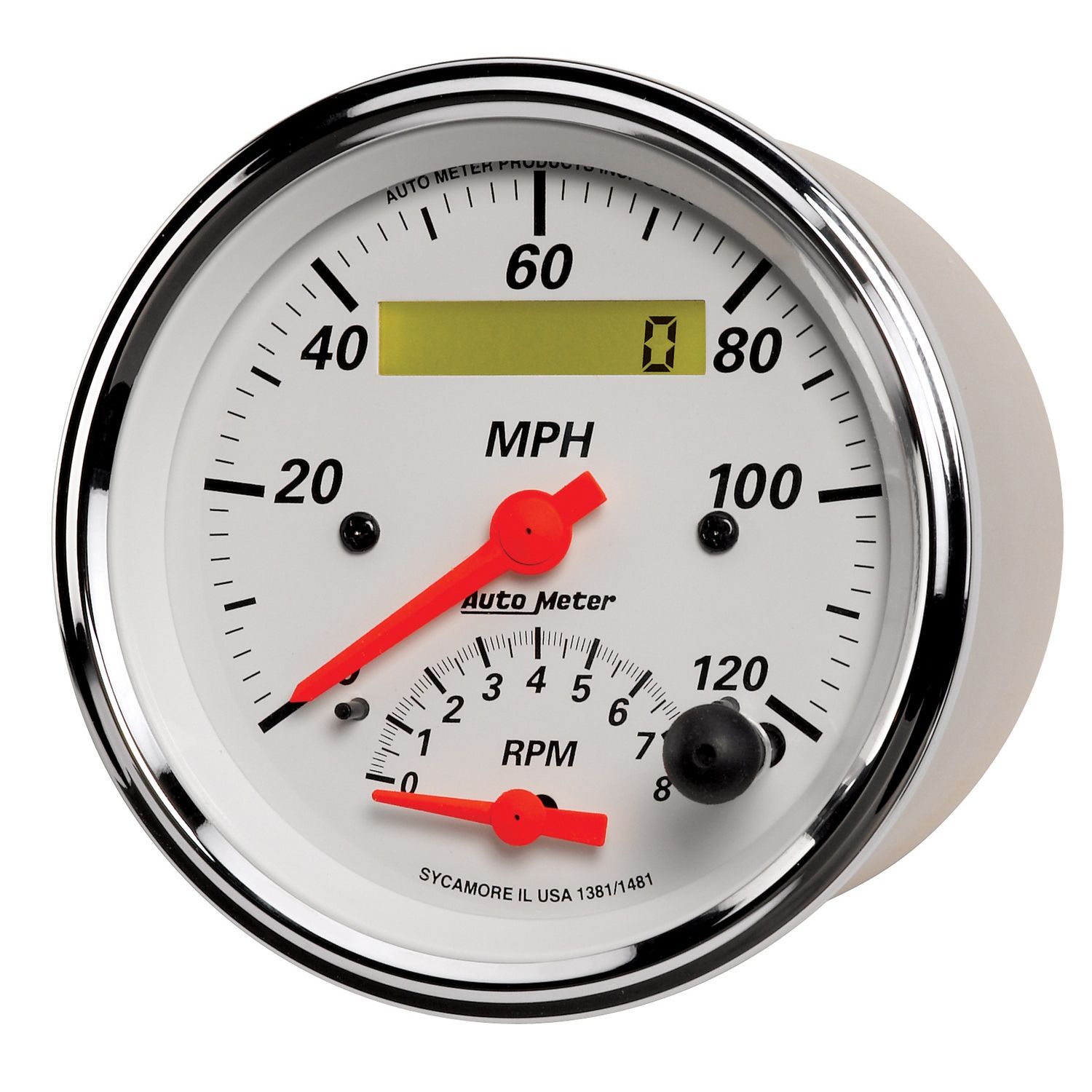 Autometer 1381 3-3/8" TACHOMETER/SPEEDOMETER COMBO, 8K RPM/120 MPH, ELECTRIC, ARCTIC WHITE