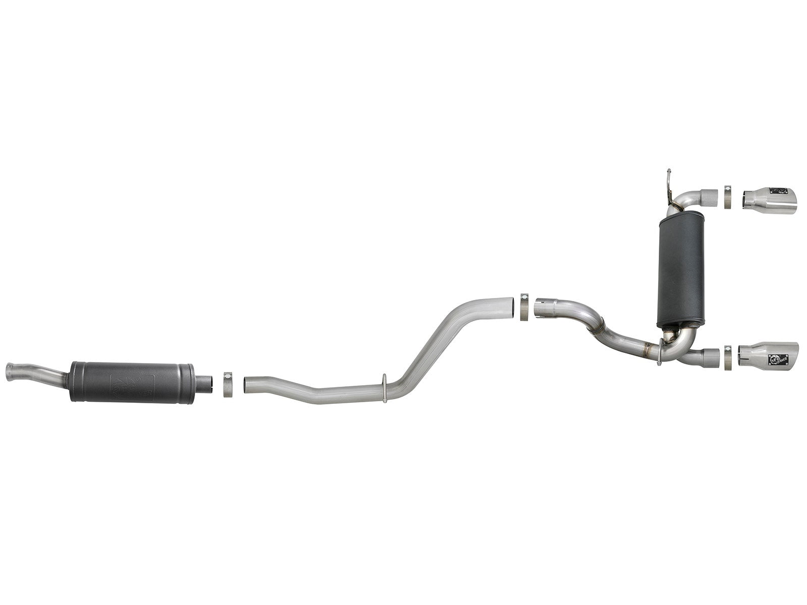 aFe Power 49-38066-P Rebel Series 2-1/2 IN 304 Stainless Steel Cat-Back Exhaust System (Jeep Wrangler (JL) 18-24 V6-3.6L)