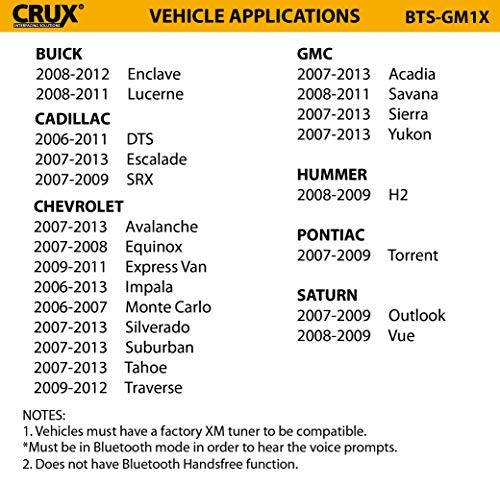 CRUX BTSGM1X Bluetooth Streaming Interface for Select '06-'13 GM LAN 29-Bit Vehicles