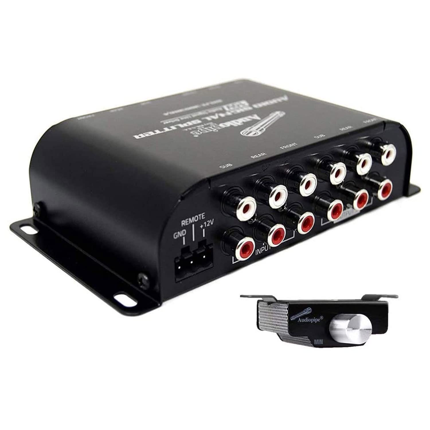 Audiopipe SPLIT3113RMT RCA 1 In /3 Out 10V Audio Signal Line Driver with Remote Bass Knob
