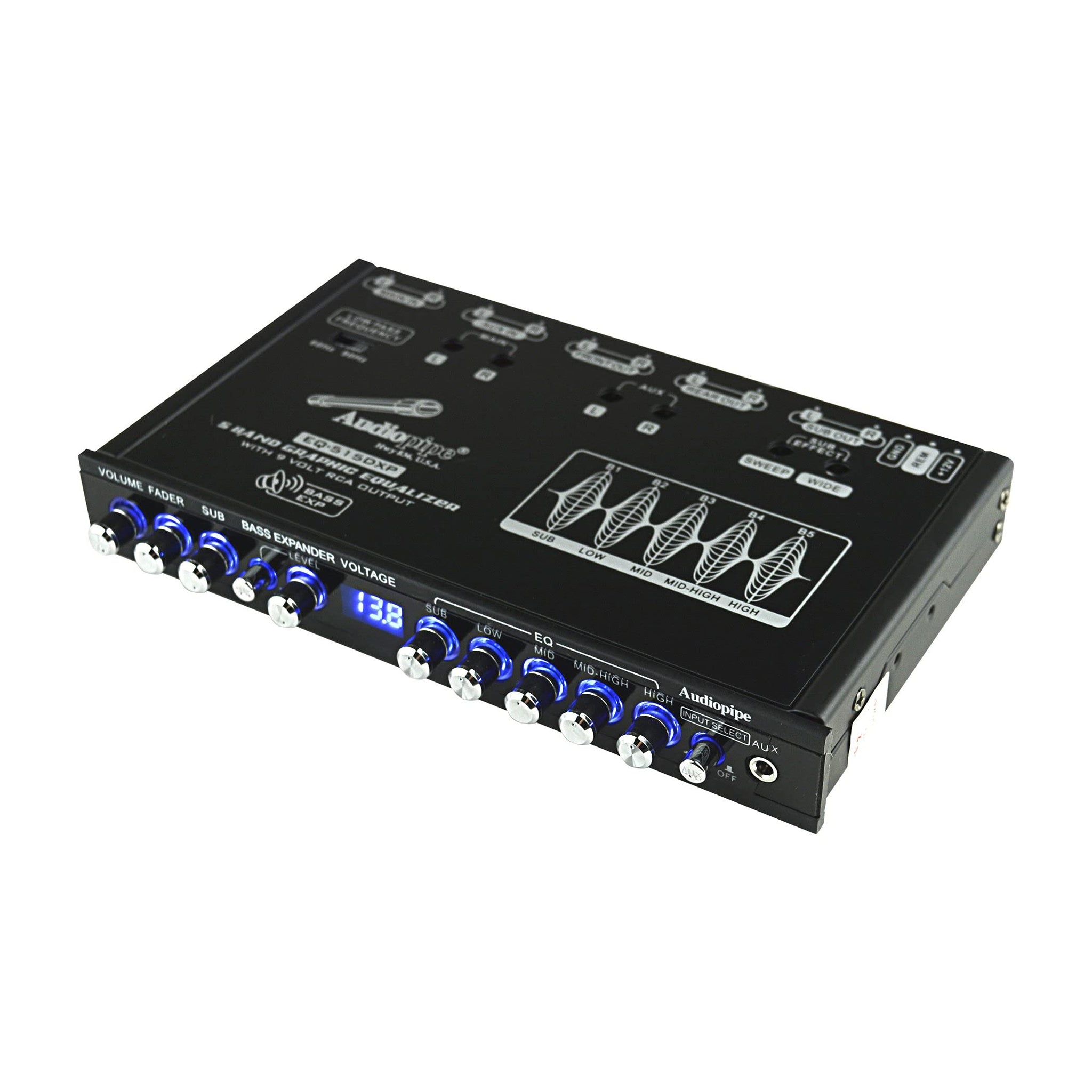 Audiopipe EQ515DXP 5 Band Graphic Equalizer with 9 Volt Line Driver Output
