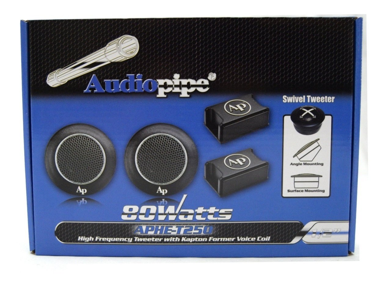 Audiopipe APHET250 1/2" Swivel Tweeter Pair 80 Watts Max Surface & Angle Mounting 4ohm