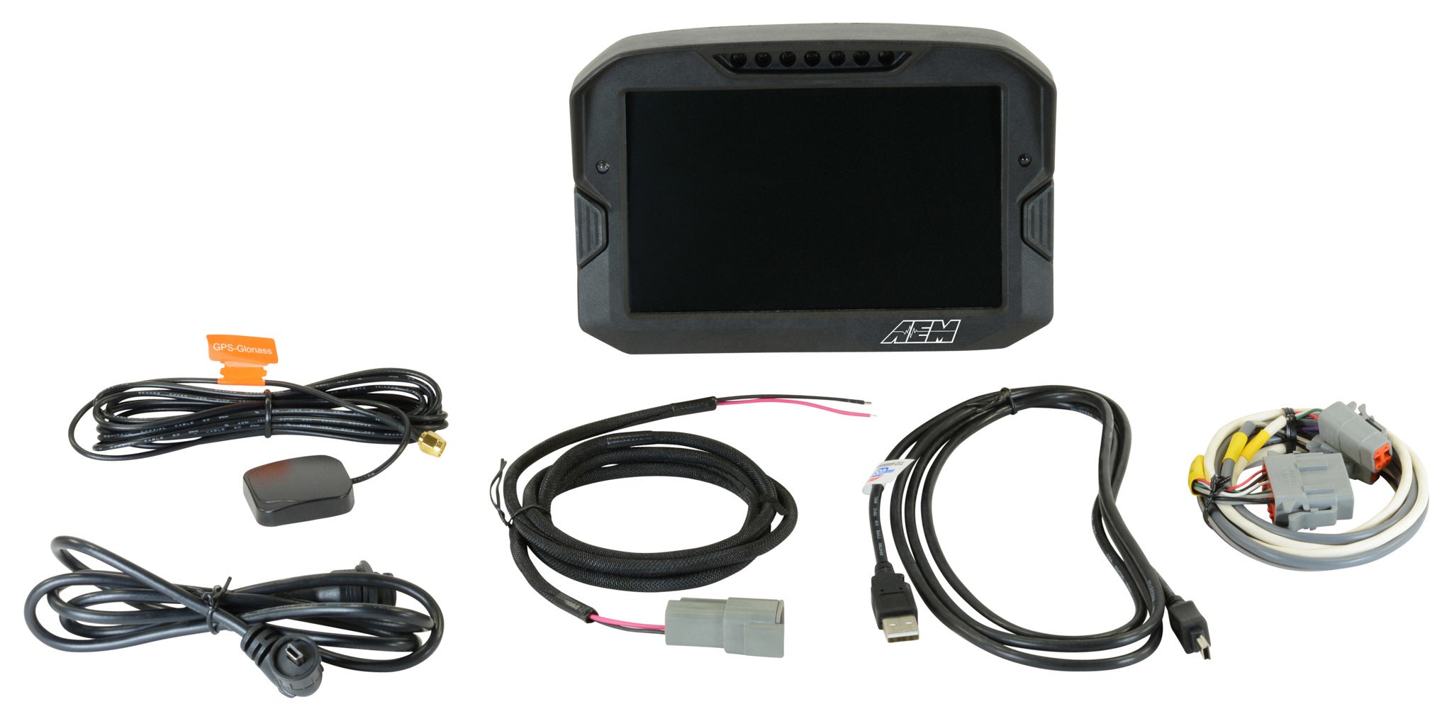 AEM Electronics 30-5703 AEM CD-7LG Carbon Logging Display with Internal GPS 7-inch diagonal screen, carbon fiber enclosure, GPS antenna and wiring harness included