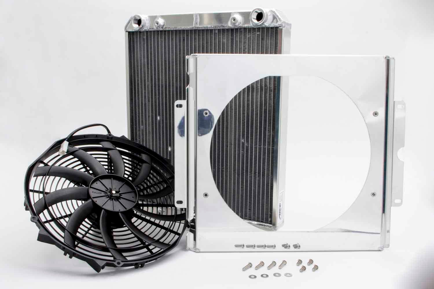 AFCO Racing 80108N Aluminum  Radiator with Fan Shroud  Dragster/Roadster    Double Pass  3/4 FNPT Inlet  3/4 FNPT Outlet