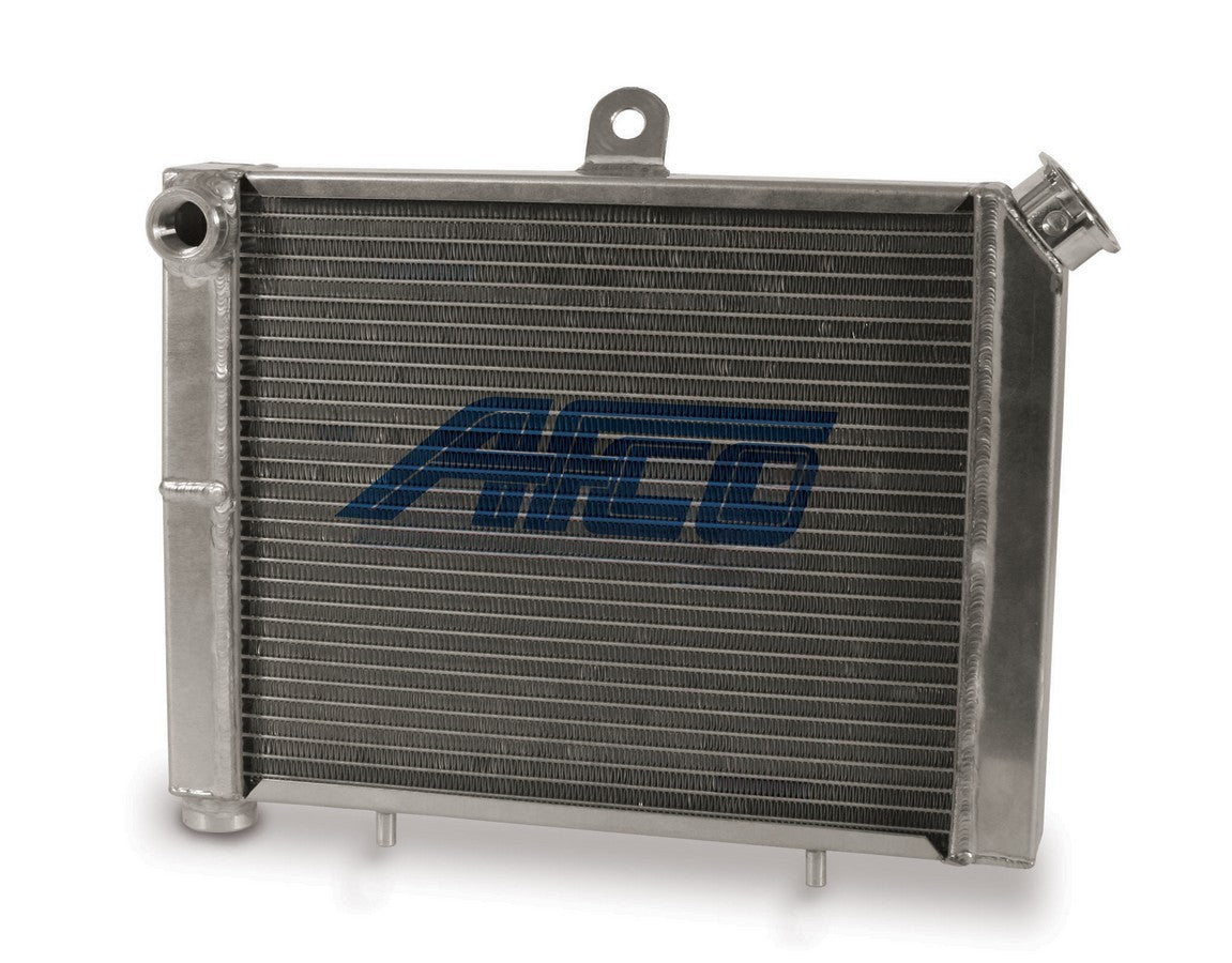 AFCO Racing 80205 Aluminum Satin Radiator Cage Mount Double Pass 3/4 NPT Female Inlet/Outlet for Mini/Micro Sprint