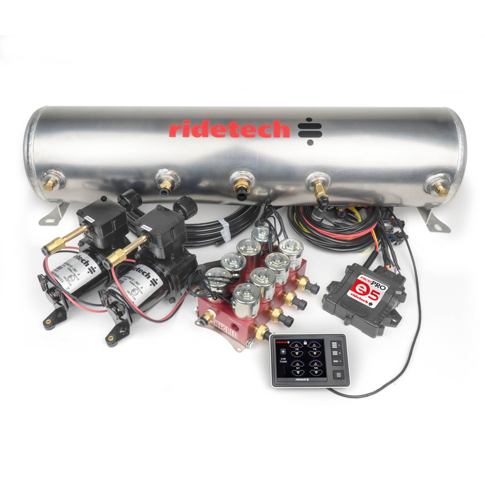 RideTech 30534700 RidePro E5 Air Ride Suspension Control System | 5 Gallon Dual Compressor-HIGH FLOW Big Red 3/8″ Valves