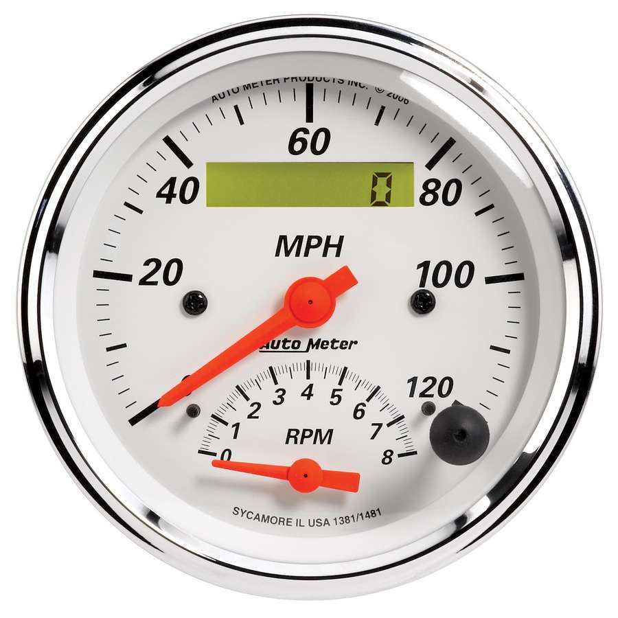 Autometer 1381 3-3/8" TACHOMETER/SPEEDOMETER COMBO, 8K RPM/120 MPH, ELECTRIC, ARCTIC WHITE