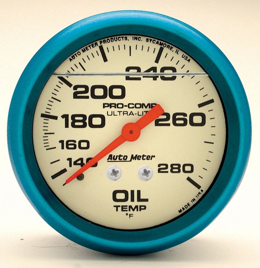 Autometer 4241 2-5/8" OIL TEMPERATURE, 140-280 °F, 6 FT., MECHANICAL, LIQUID FILLED, ULTRA-NITE