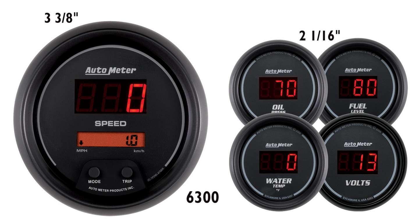 Autometer 6300 5 PC. GAUGE KIT, 3-3/8" & 2-1/16", SPORT-COMP DIGITAL