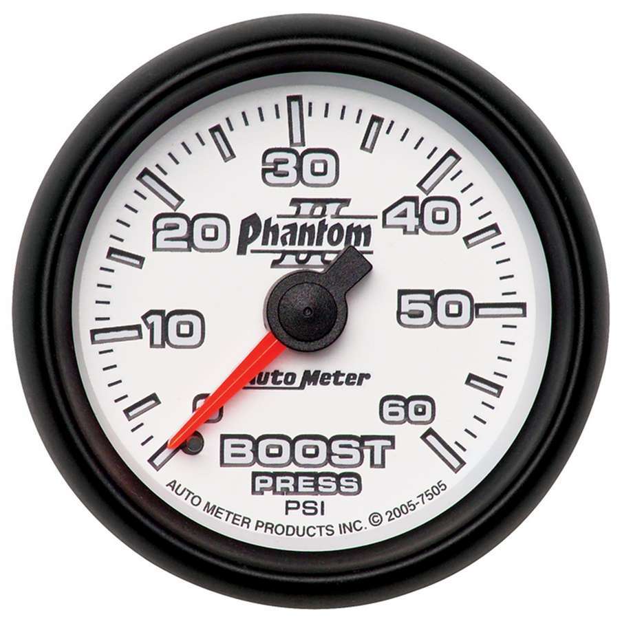 Autometer 7505 2-1/16" BOOST, 0-60 PSI, MECHANICAL, PHANTOM II