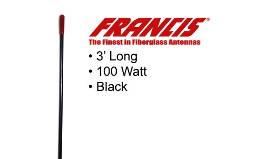 Francis CB22B Fiberglass CB Antenna 3 Foot (Black)