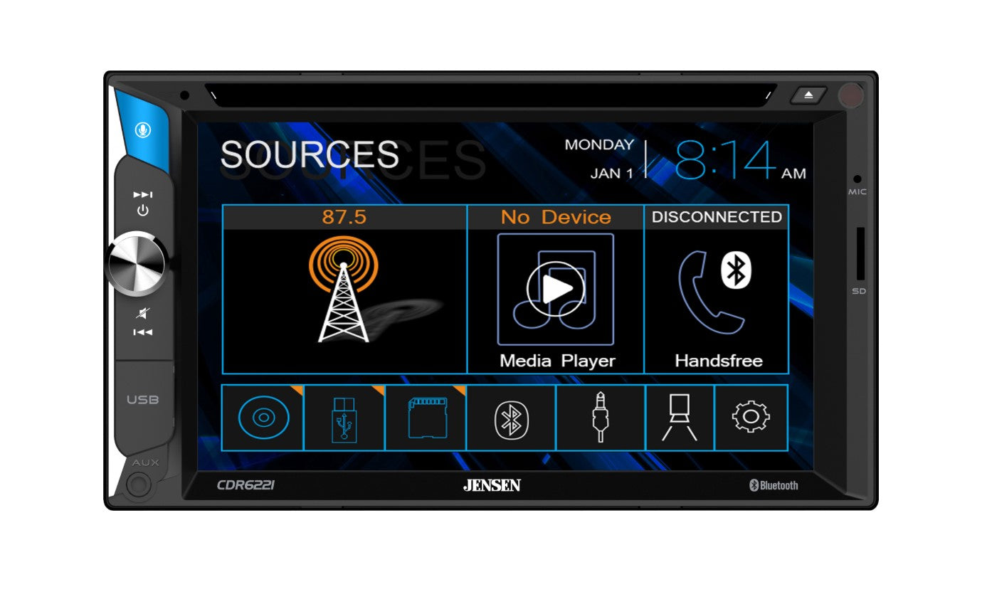 Jensen CDR6221 6.2″ CD/DVD Multimedia Receiver with Bluetooth