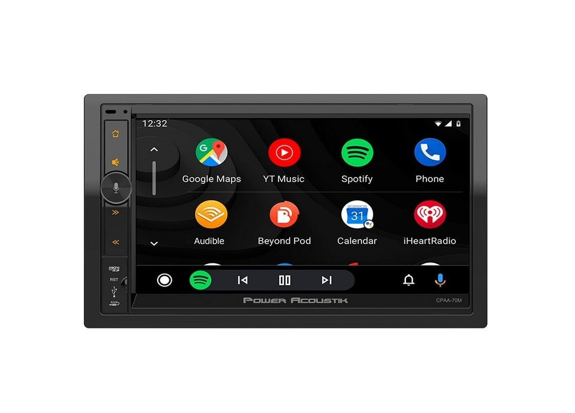 Power Acoustik CPAA-70MW 7" Double DIN Touchscreen Digital Multimedia Receiver with Bluetooth, Apple CarPlay, Android Auto