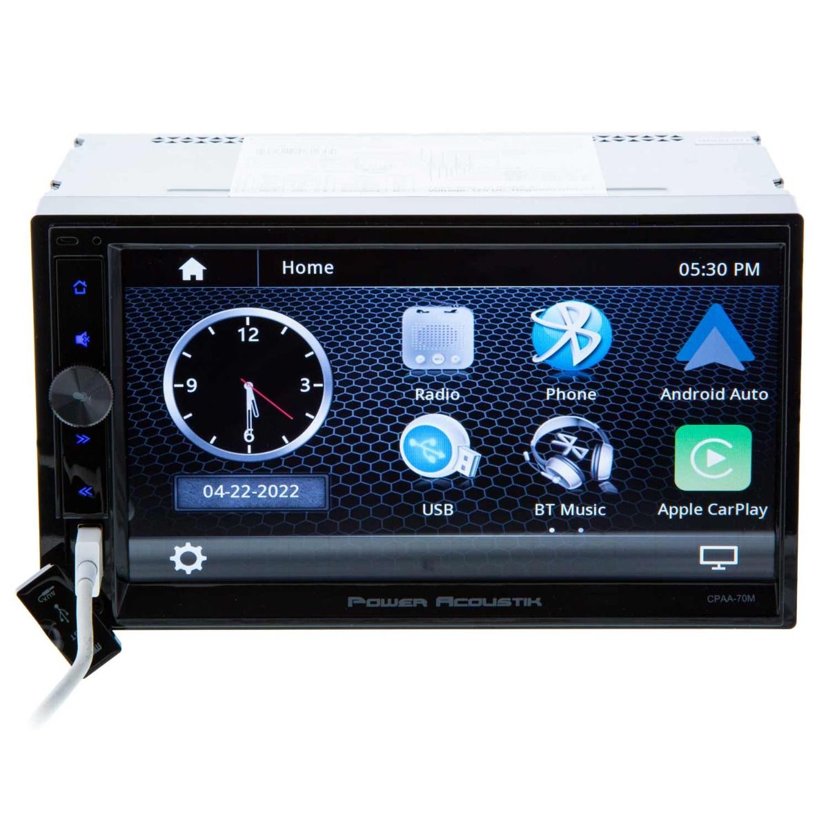 Power Acoustik CPAA-70M 7" Double DIN Digital Media Receiver with Apple Carplay and Android Auto