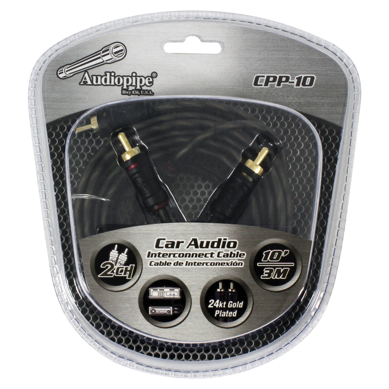 Audiopipe CPP10 24kt Gold Plated Interconnect Cable 10ft