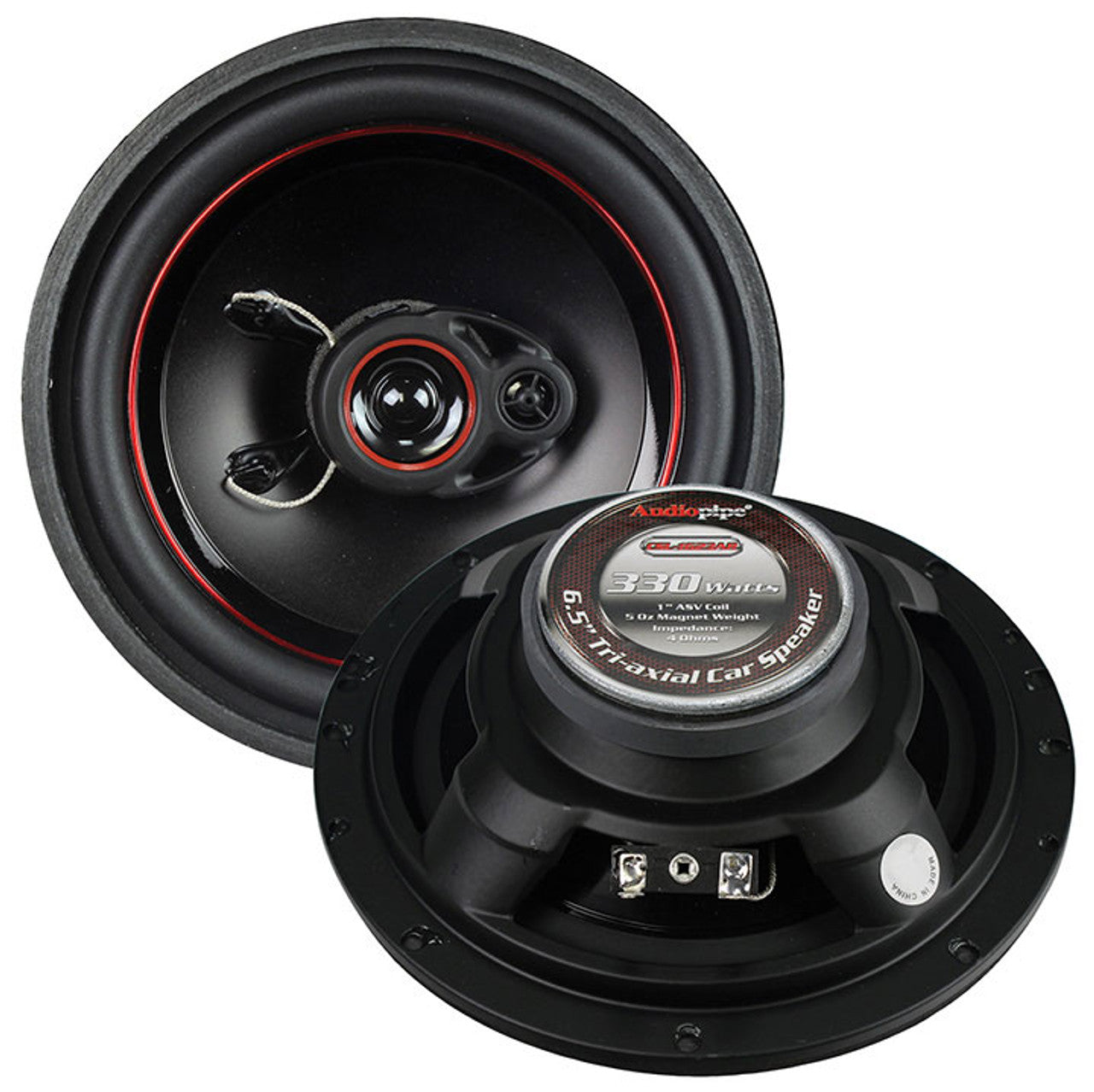 Audiopipe CSL1623AR Redline 6.5" 3 way 5 oz magnet car speaker slim style(pair)