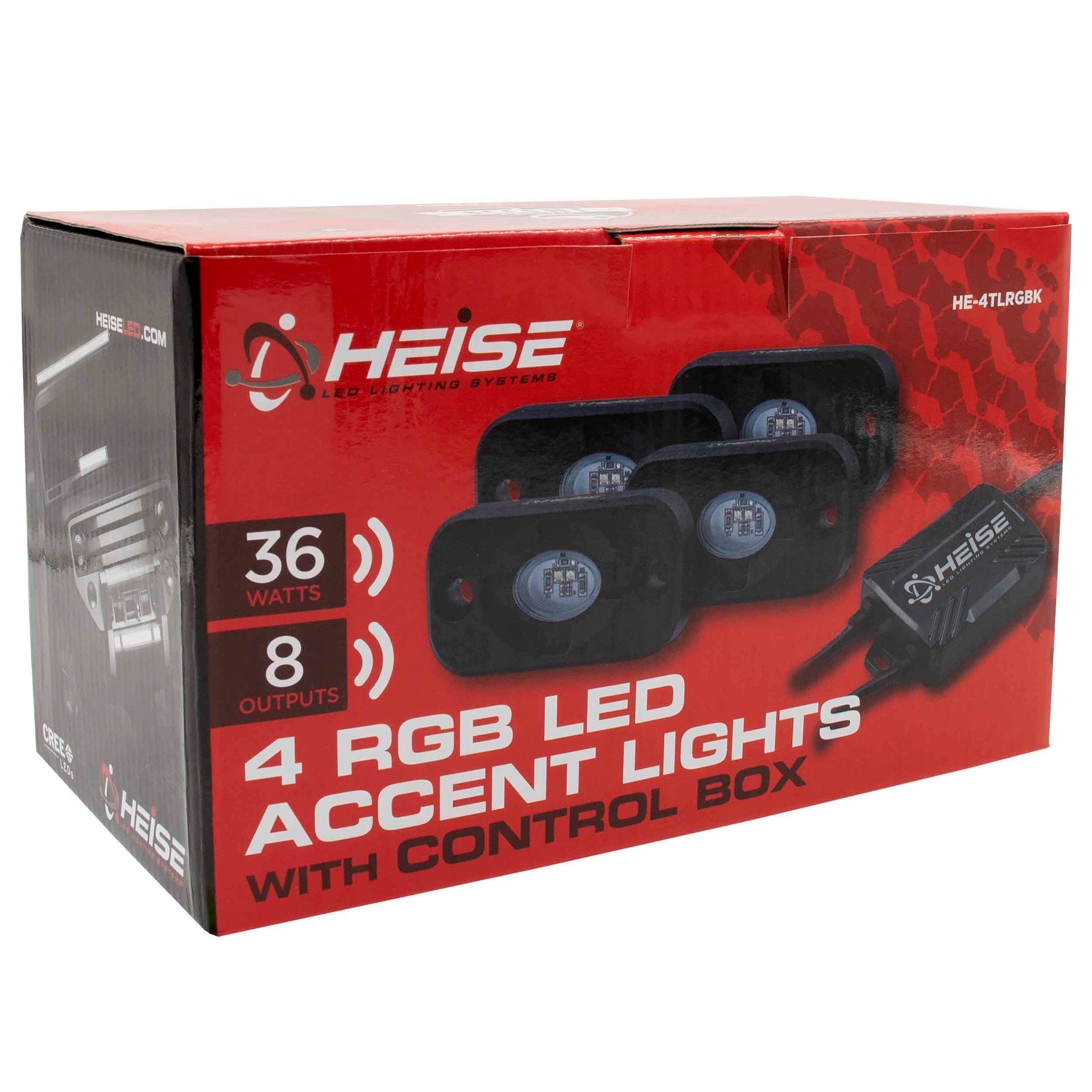 Heise HE-4TLRGBK RGB Accent Light Kit - 4 RGB Pods, 3 LED