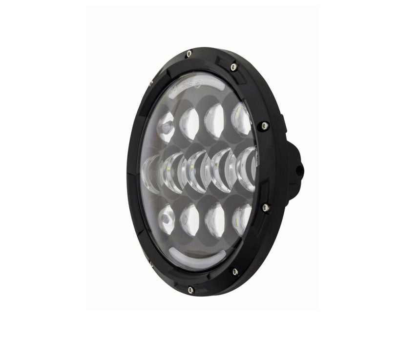 Heise HE-BHL704 7" Round 13-LED Headlight w/Partial Halo Black Front