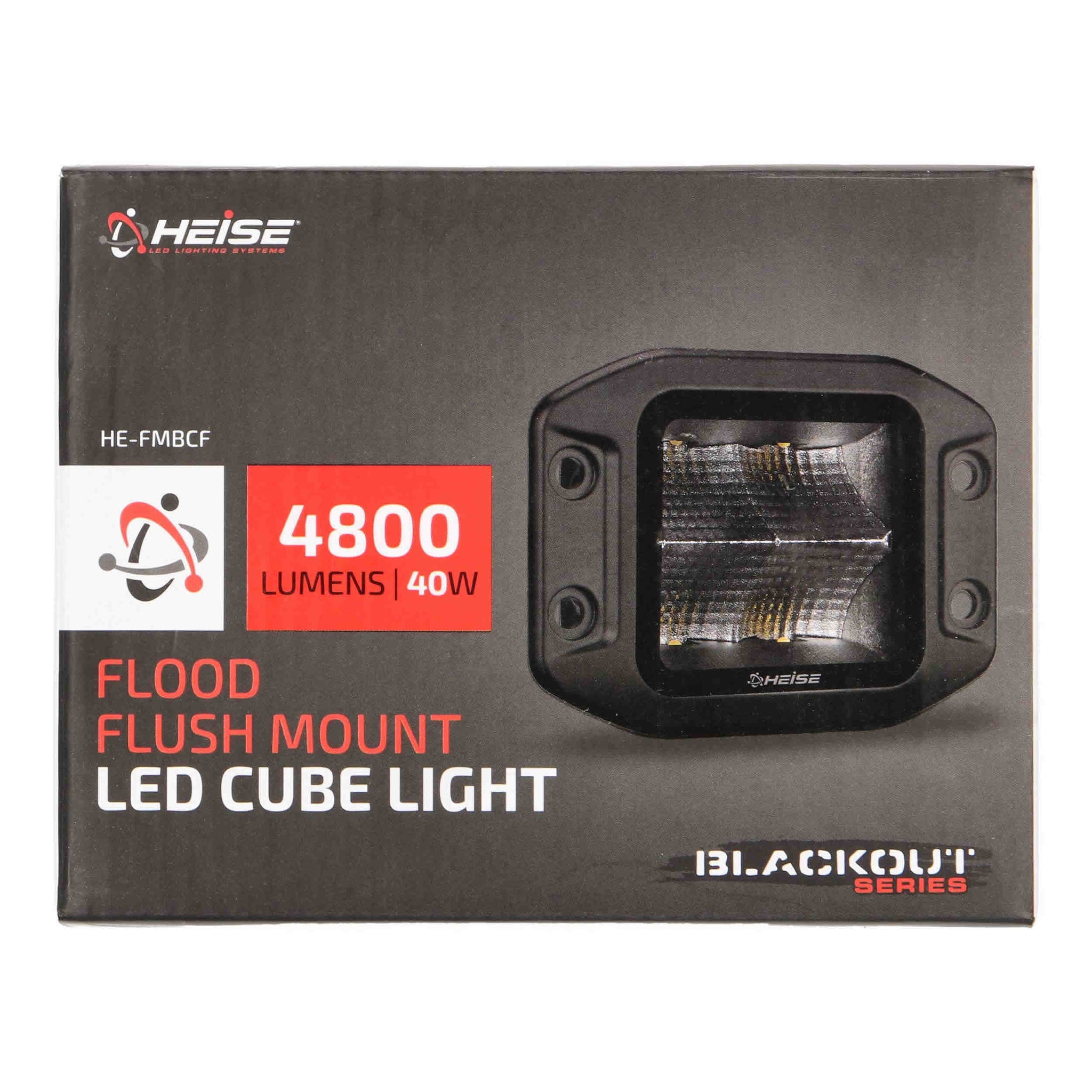 Heise HE-FMBCF Blackout Flush Mount 3.5" Cube 4 LED Light - Flood