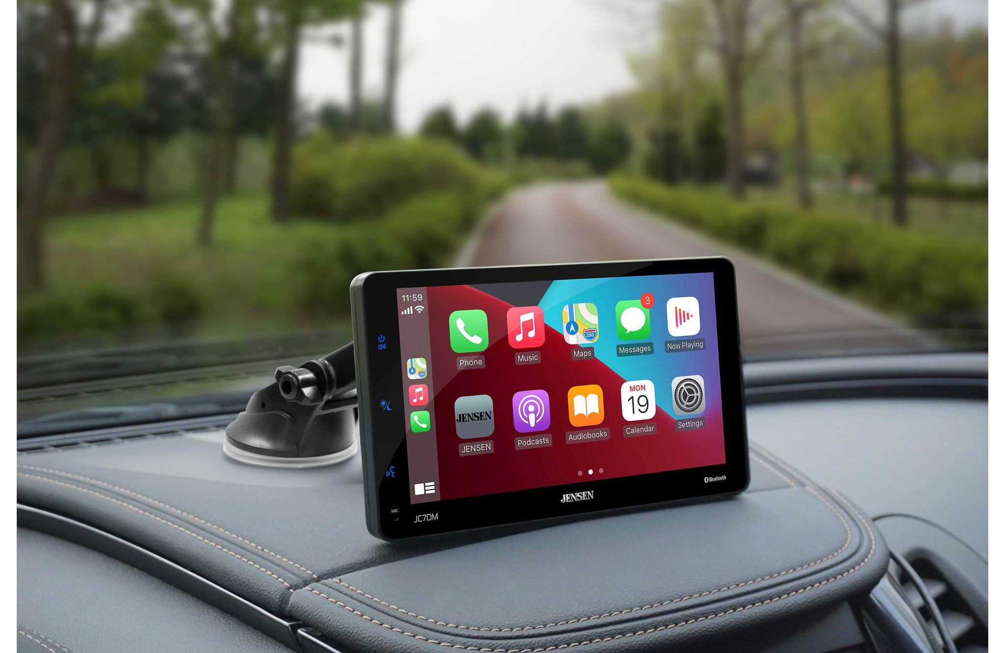Jensen JC7DM 7" touchscreen monitor with wired or wireless Apple CarPlay® and Android™ compatibility