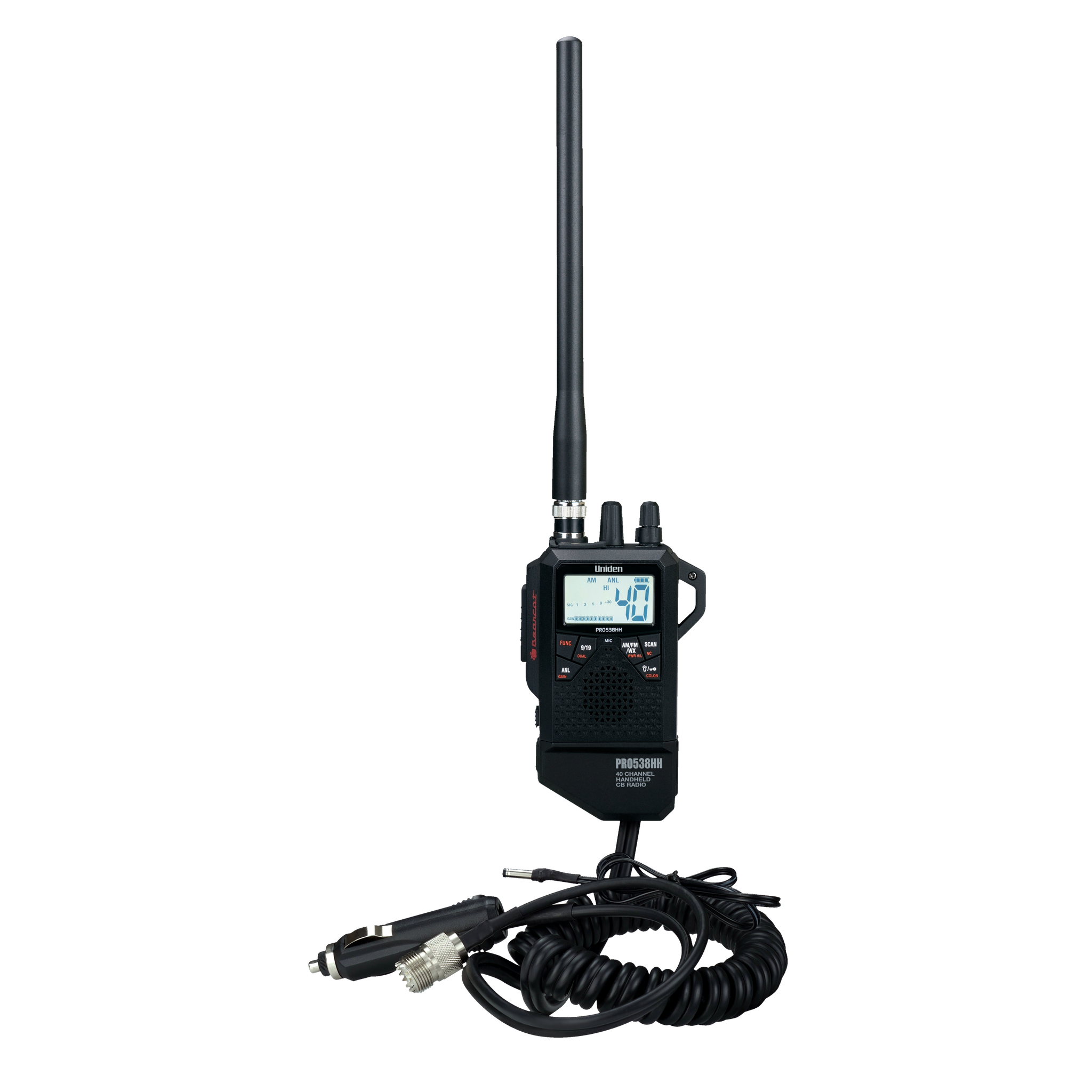 Uniden PRO538HHFM Handheld CB Radio with FM - 2 in 1 Walkie Talkie with Vehicle Adapter Kit