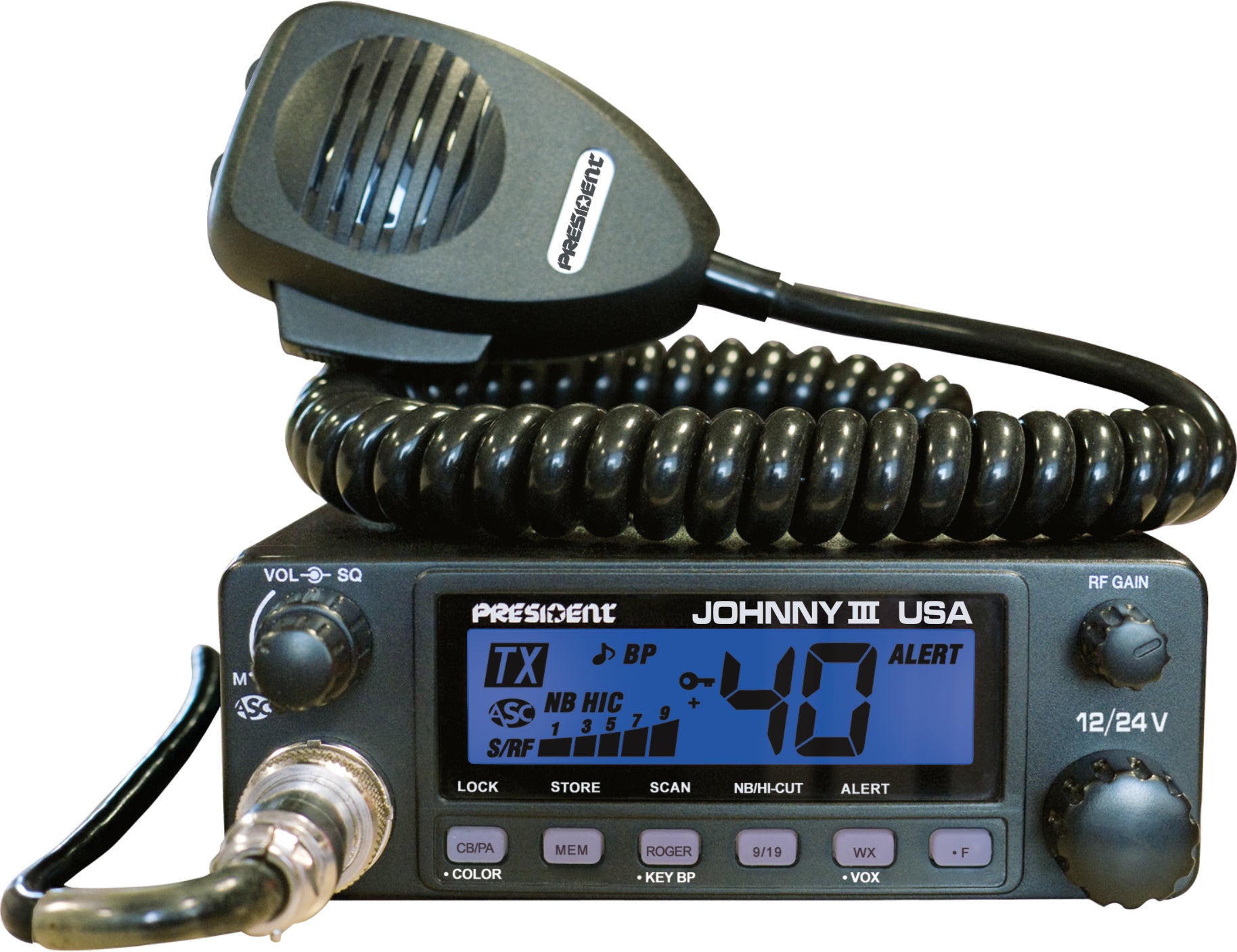 President Johnny III 12/24 Volt 40 Channel CB Radio