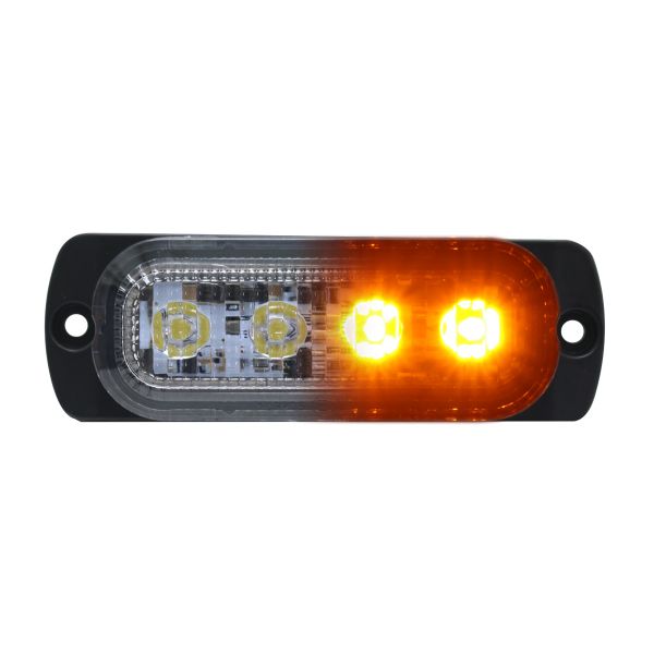 Racesport RS70014W-A Switching 4-LED Ultra Slim Flush Mount 19-Flash Pattern Marker Strobe Light (White/Amber)