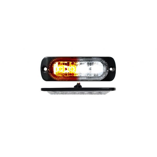 Racesport RS70014W-A Switching 4-LED Ultra Slim Flush Mount 19-Flash Pattern Marker Strobe Light (White/Amber)