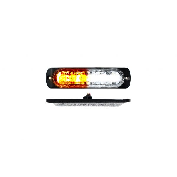 Racesport RS70016W-A White/Amber Switching 6-LED Ultra Slim Flush Mount 19-Flash Pattern Marker Strobe Light