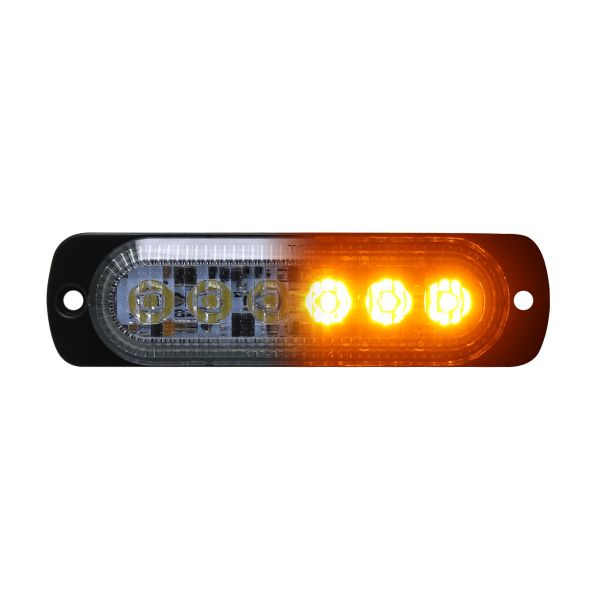 Racesport RS70016W-A White/Amber Switching 6-LED Ultra Slim Flush Mount 19-Flash Pattern Marker Strobe Light