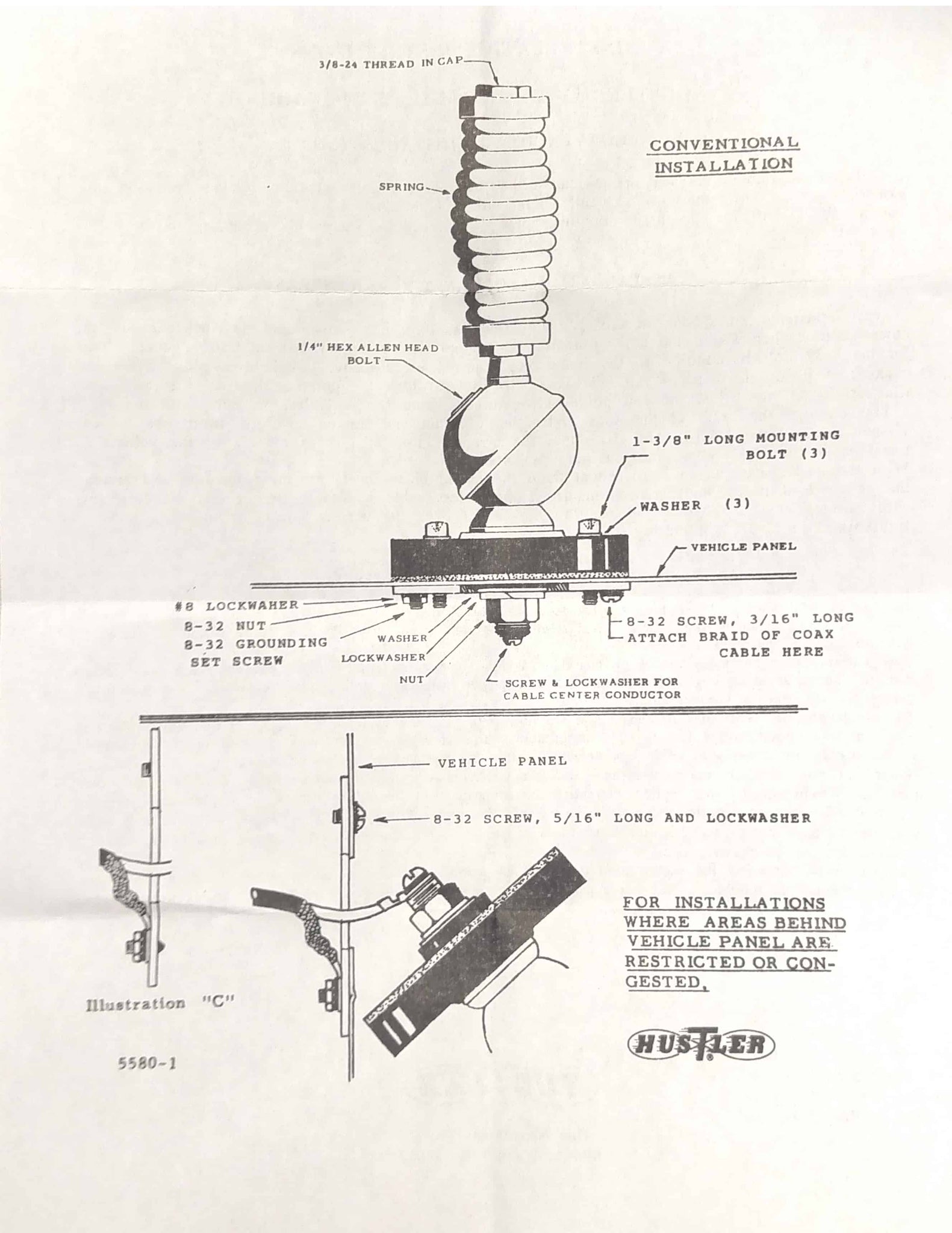 Hustler SSM1 - Hustler Professional Antenna Ball Mount And Spring (SSM1)