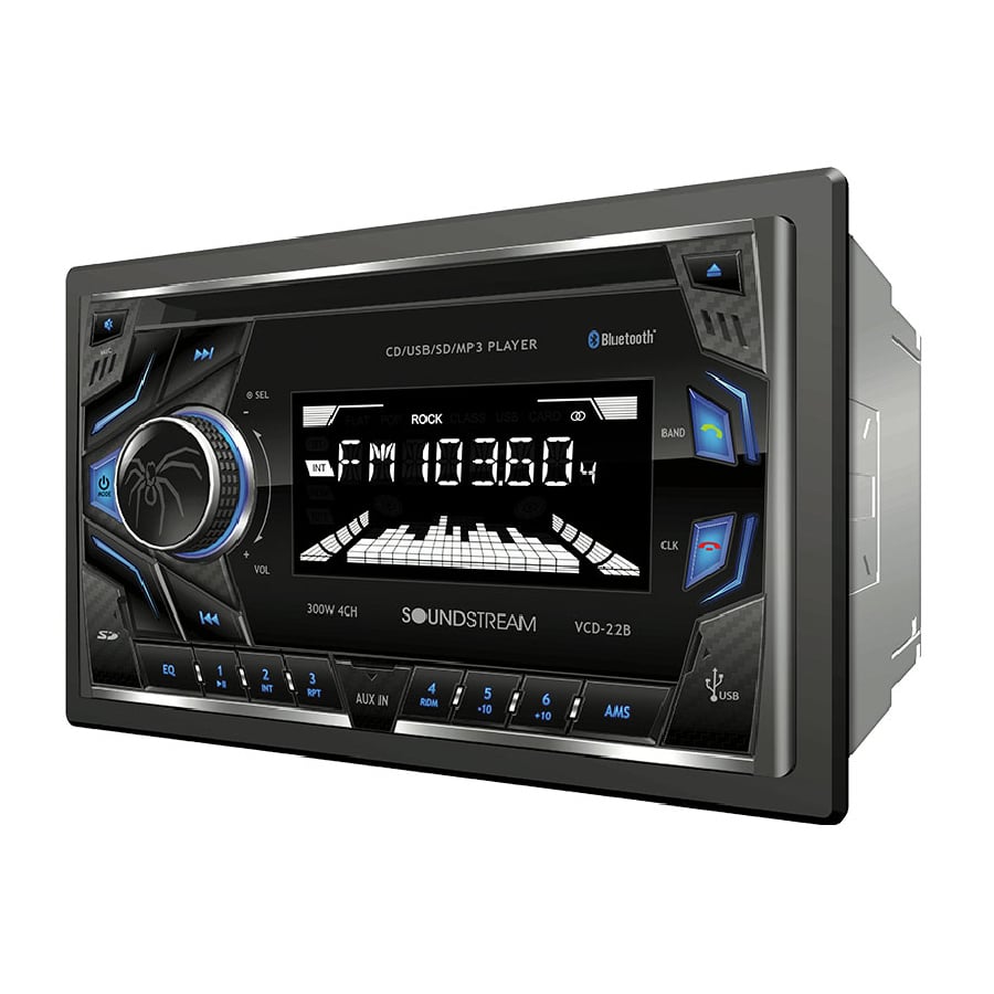 Soundstream VCD-22B Double DIN CD/MP3 Car Stereo w/ USB Playback & Bluetooth