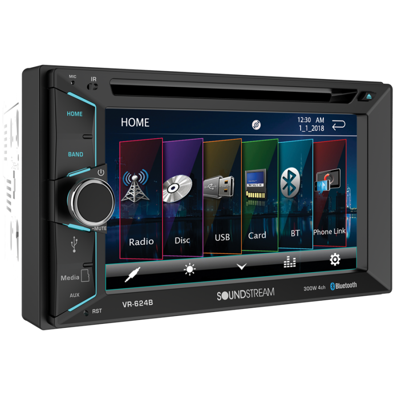 Soundstream VR-624B 6.2” Double Din DVD/CD Headunit w/ Bluetooth Streaming