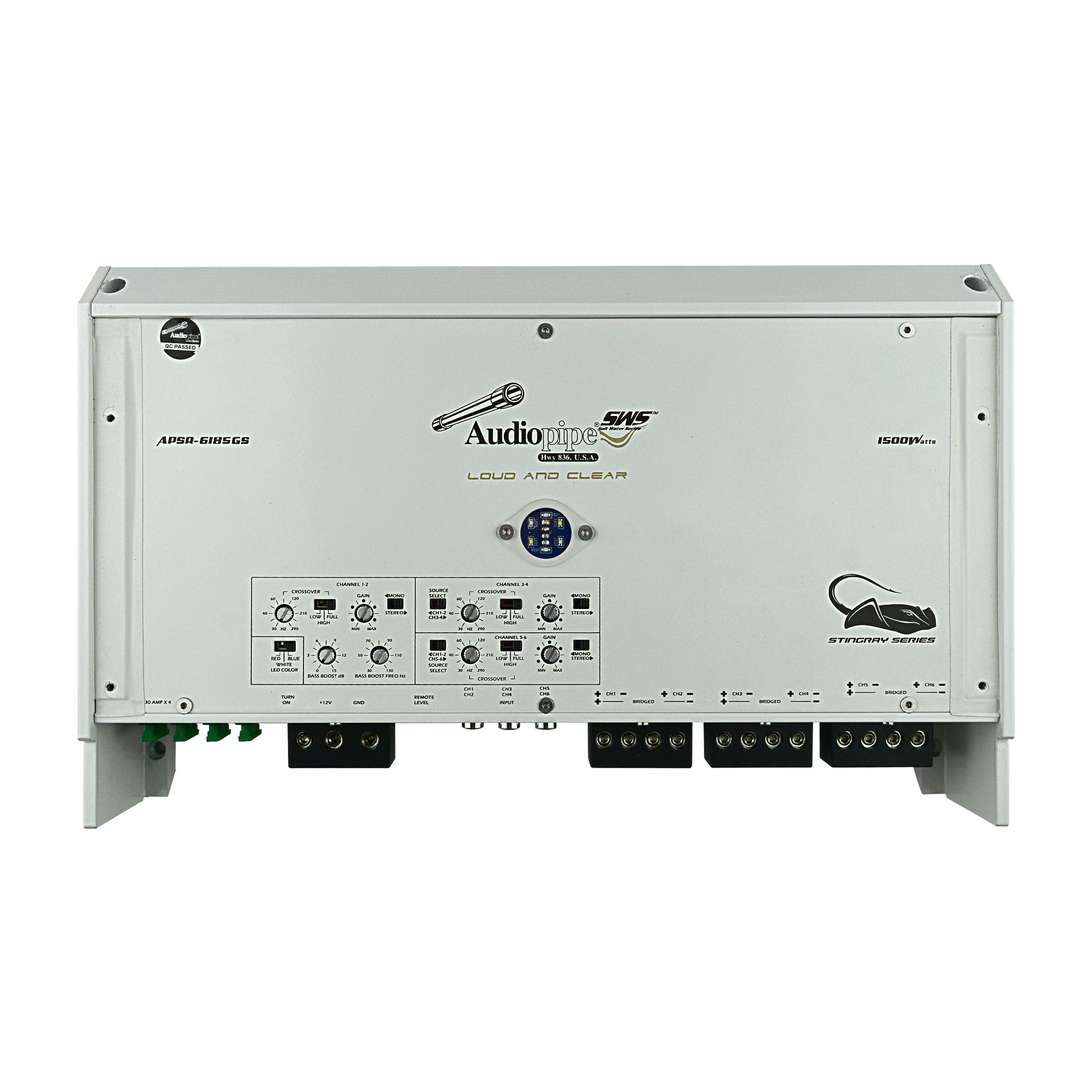 Audiopipe APSR-6185GS APSR-6185GS - 3000W 6-Channel Class D Marine Amplifier