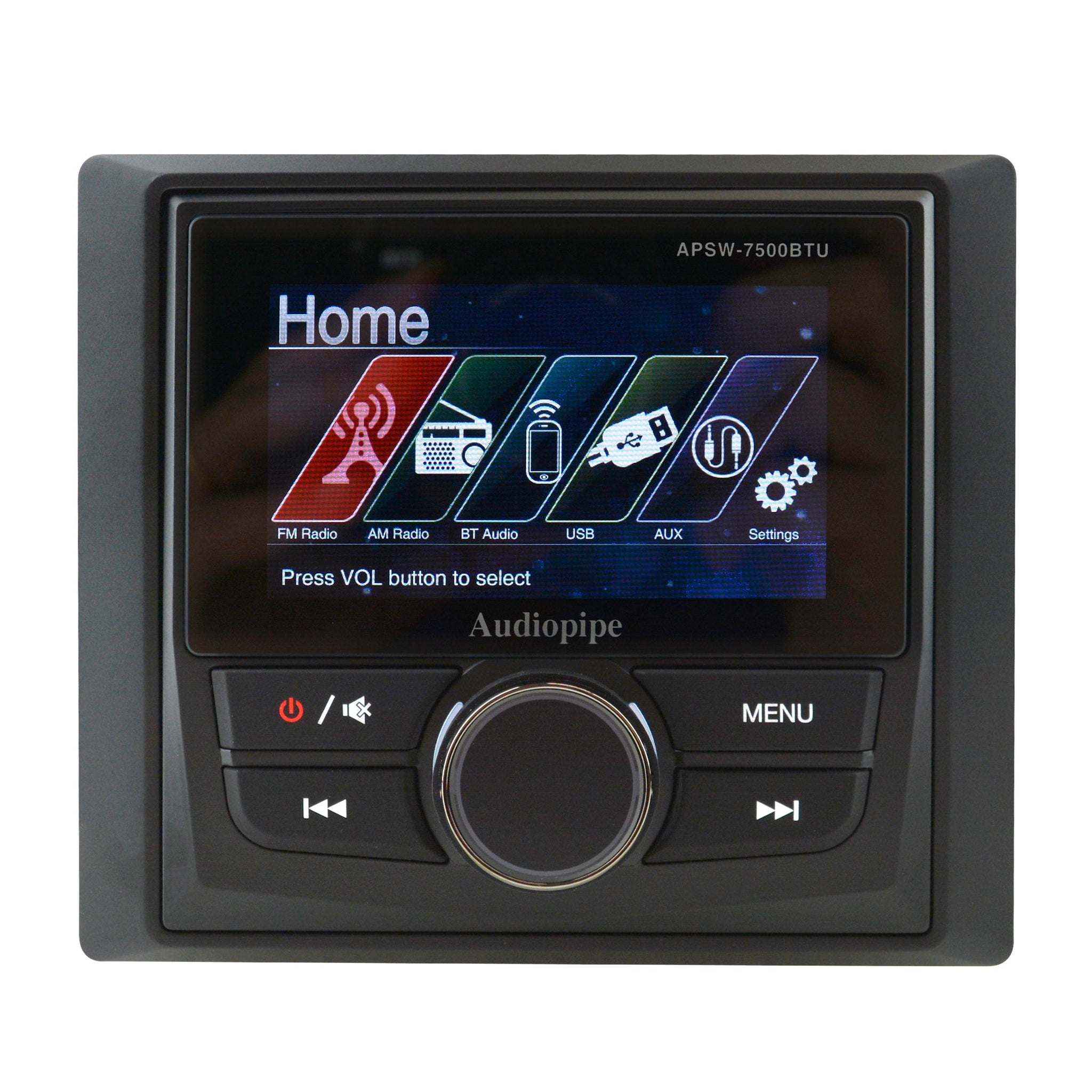 Audiopipe APSW-7500BTU  3” TFT LCD High Definition Multimedia Marine Head Unit