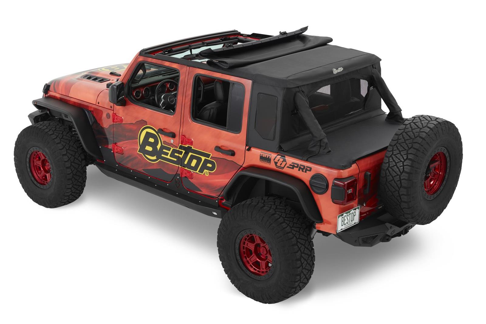 Bestop Halftops 5390235 Soft Top, Half Top, Partial, Complete Top, Polymer Cloth, Black Diamond, Jeep, Each