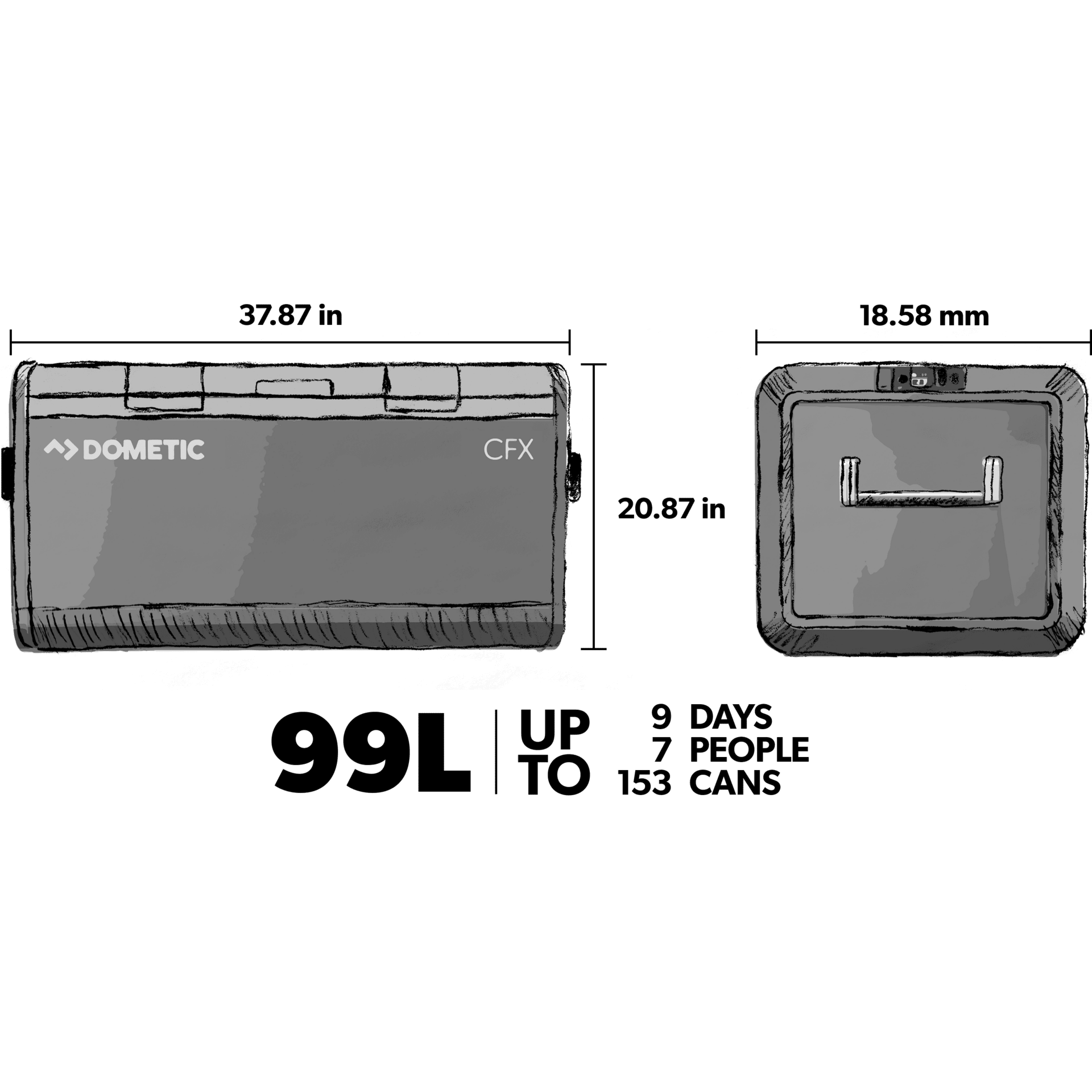 Dometic Corporation 9600024623 Powered 12 Volt Cooler, 99L (CFX3 100)