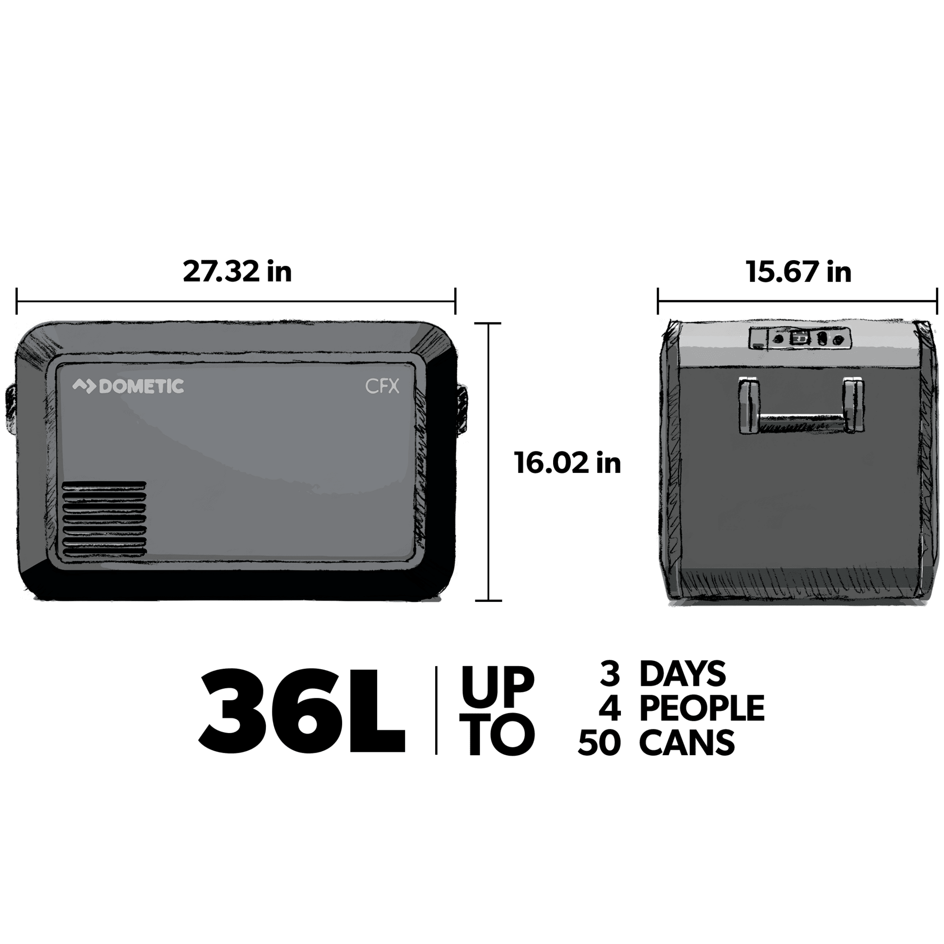 Dometic Corporation 9600024617 Powered 12 Volt Cooler, 36L (CFX3 35)