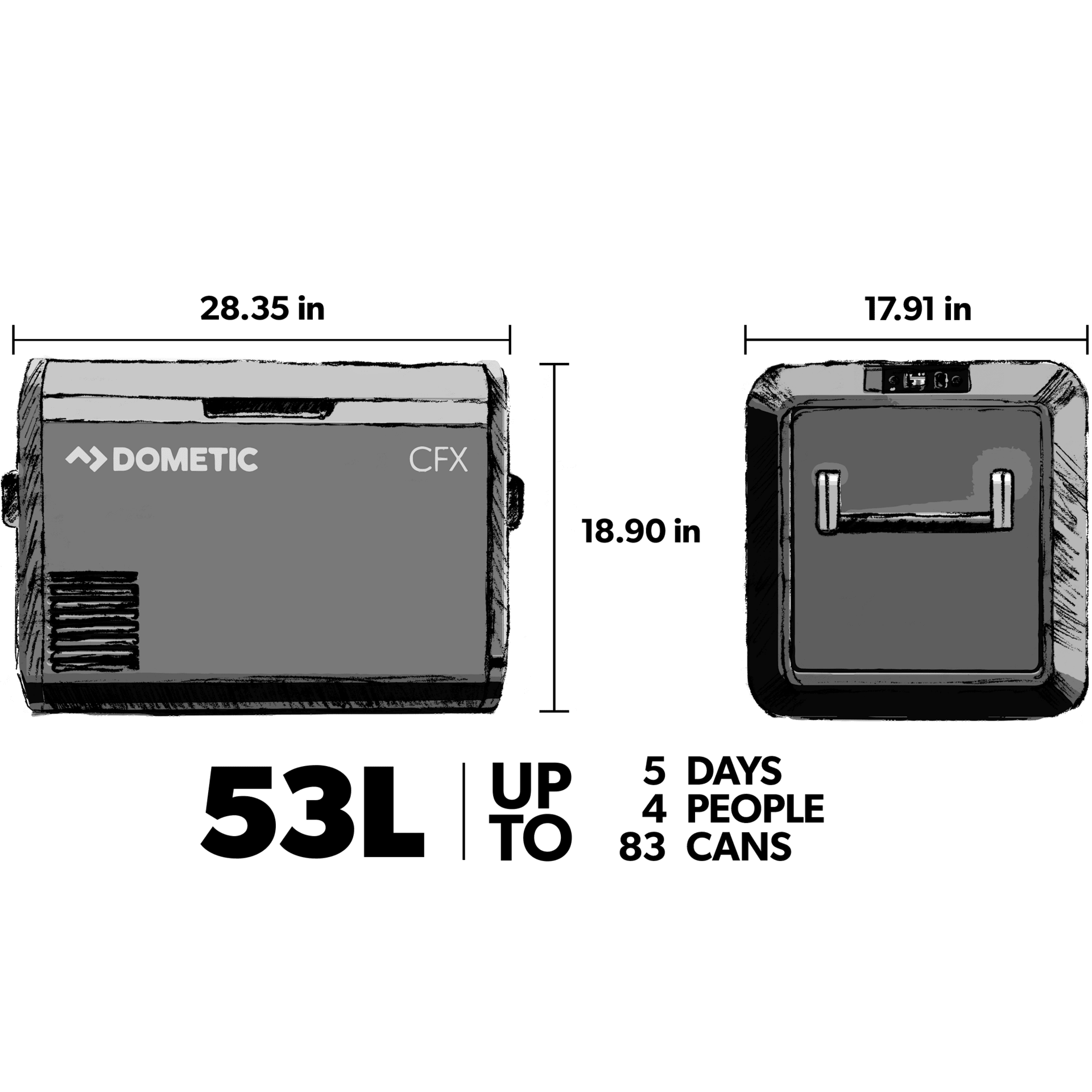 Dometic Corporation 9600024620 Ice Maker Powered 12 Volt Cooler, 53L (CFX3 55IM)