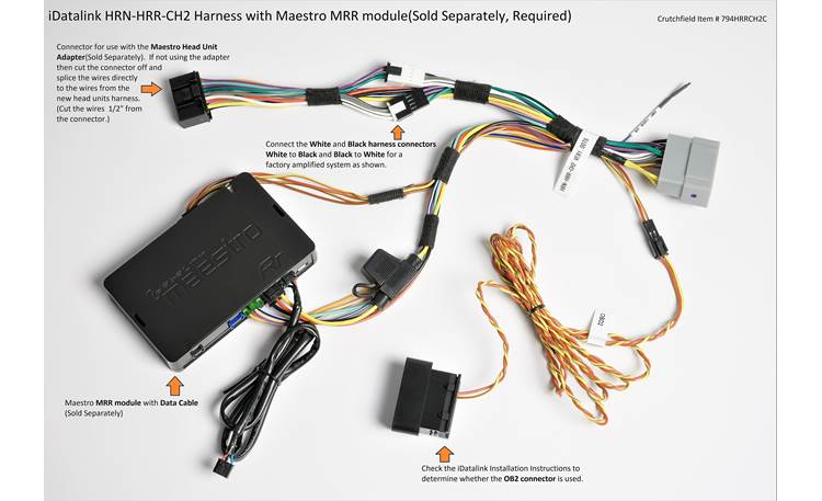 iDatalink HRN-HRR-CH2 Connect a new car stereo and retain steering wheel audio controls and factory amp in select 2004-10 Chrysler-made vehicles ( ADS-MRR or ADS-MRR2 module also required )