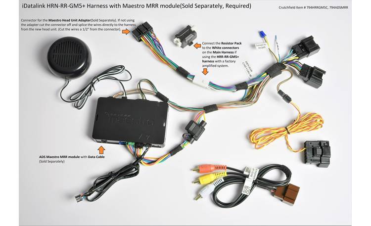 iDatalink HRN-HRR-GM5 Connect a new car stereo and retain your steering wheel controls, OnStar, Bluetooth, and rear seat entertainment in select 2006-up GM-made vehicles ( ADS-MRR or ADS-MRR2 module also required )