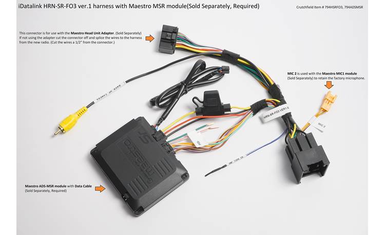 iDatalink HRN-SR-FO3 Vehicle-specific Harness Connect a new car stereo and retain steering wheel controls and factory amp in select 2018-up Ford vehicles ( ADS-MSR module also required )