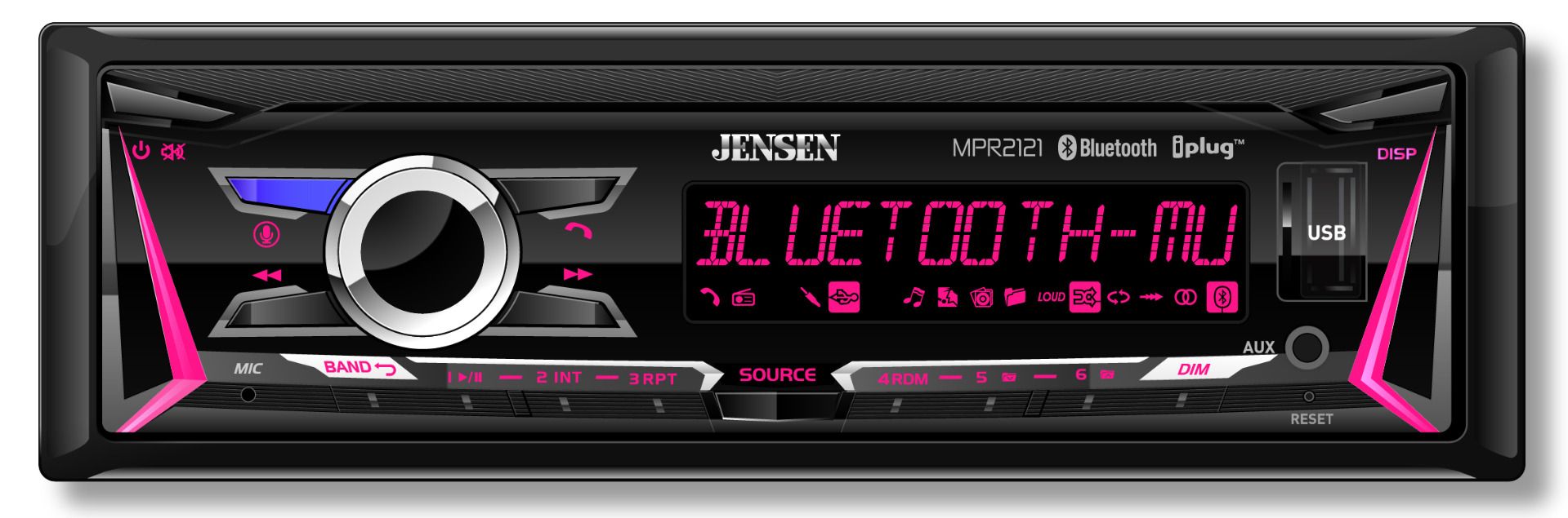 Jensen MPR2121 Mechless Receiver with Bluetooth and RGB Custom Colors – MPR2121