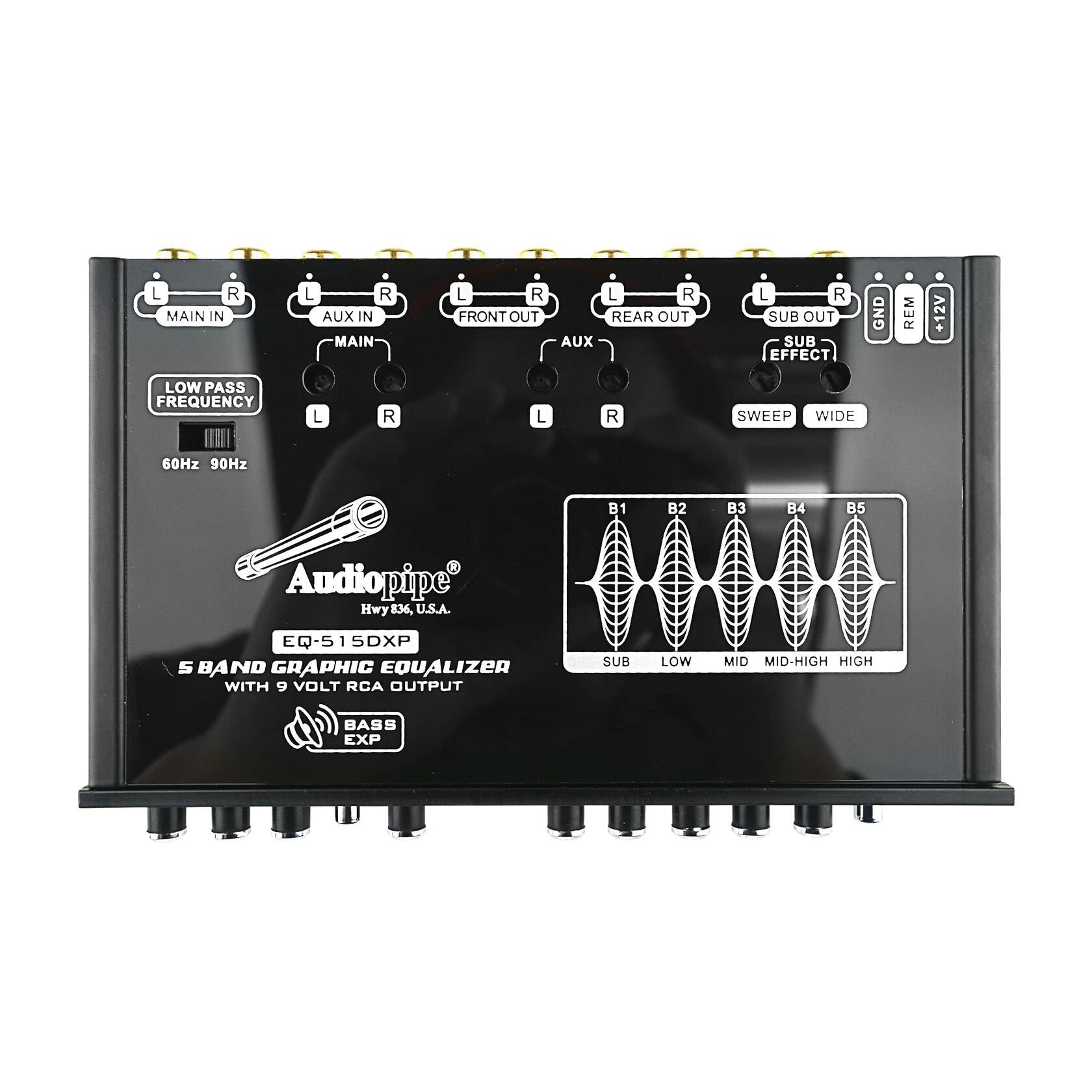 Audiopipe EQ515DXP 5 Band Graphic Equalizer with 9 Volt Line Driver Output