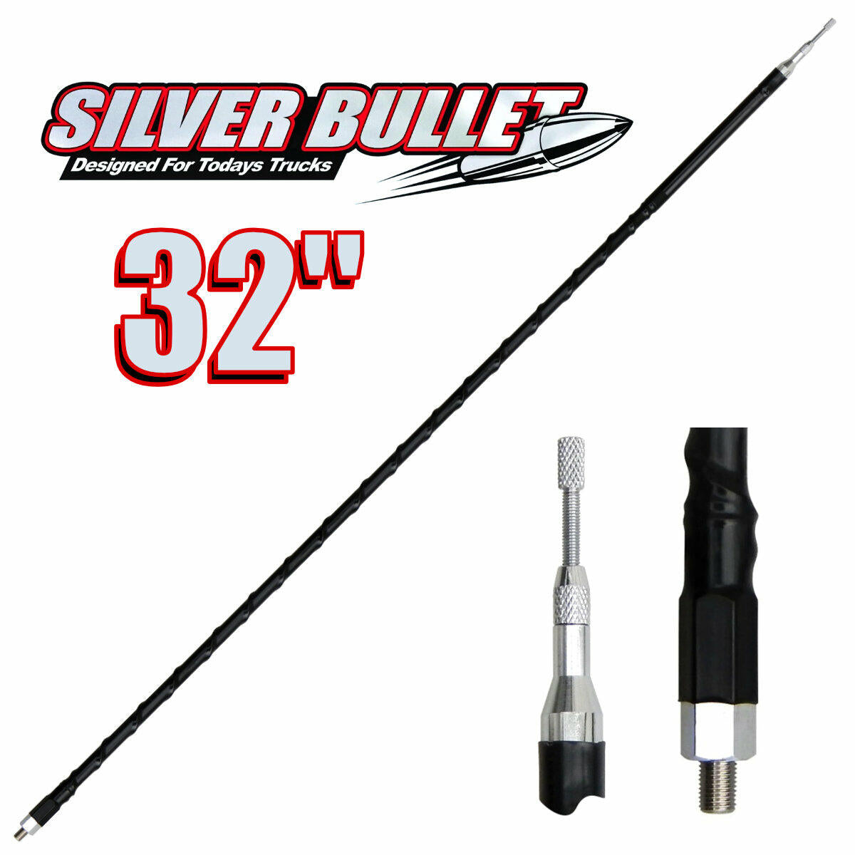 Driver Extreme DRX-4321 Silver Bullet Fiberglass CB Antenna - 32" Tall - Black