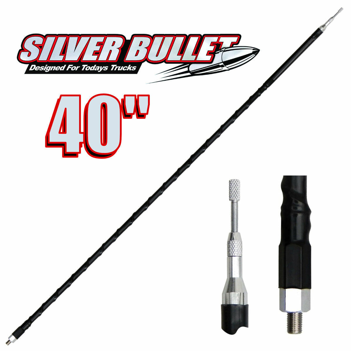 Driver Extreme DRX-4401 Silver Bullet Fiberglass CB Antenna 40" Tall - Black